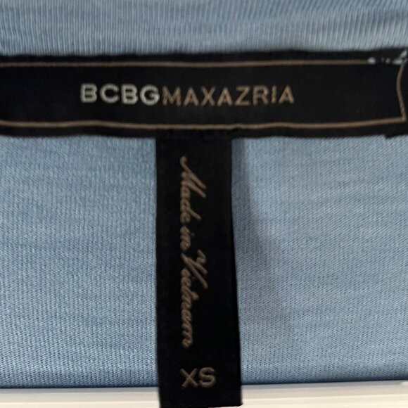 BCBGMaxAxria Blue Asymmetrical Long Sleeve Top Women’s XS Soft Luxe Minimalist - Picture 3 of 12